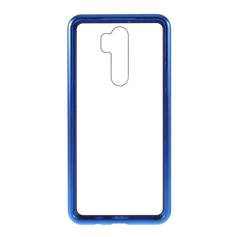 Case Kuoret Xiaomi Redmi Note 8 Pro Punainen Musta Puhelinkuoret Metallireunat Ja Karkaistu Lasi