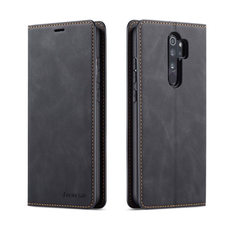 Flip Case Xiaomi Redmi Note 8 Pro Punainen Musta Forwenw Nahkaefekti