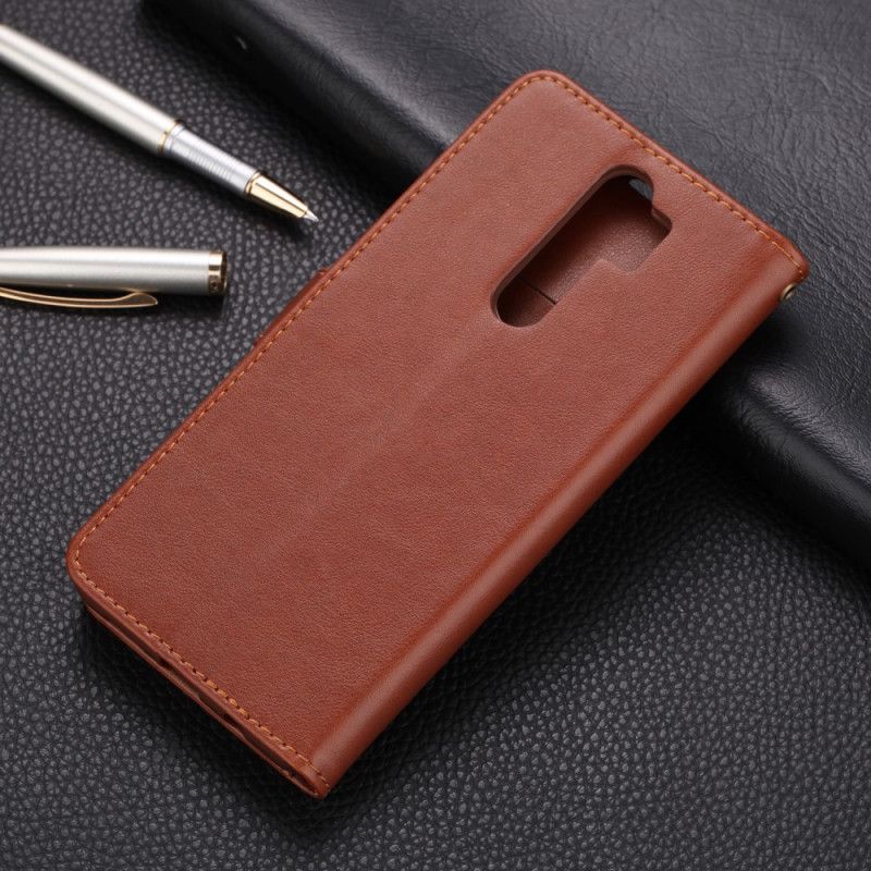 Flip Case Xiaomi Redmi Note 8 Pro Punainen Musta Nahan Tekonahka