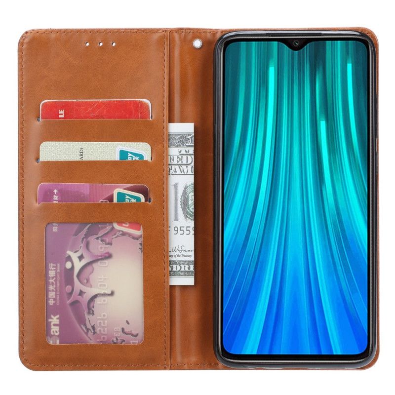 Flip Kotelot Xiaomi Redmi Note 8 Pro Punainen Musta Tekonahkakorttikotelo Suojakuori