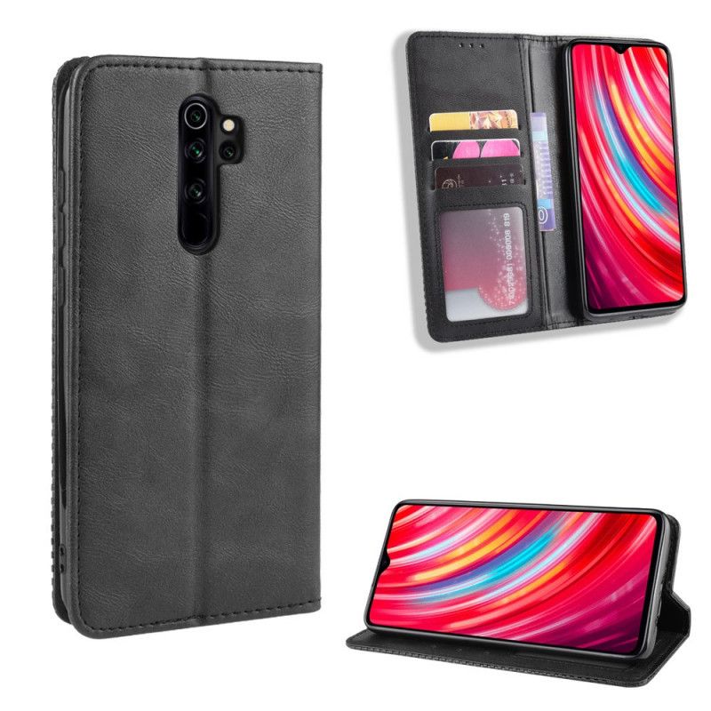 Flip Kotelot Xiaomi Redmi Note 8 Pro Punainen Musta Tyylitelty Vintage-Nahkaefekti