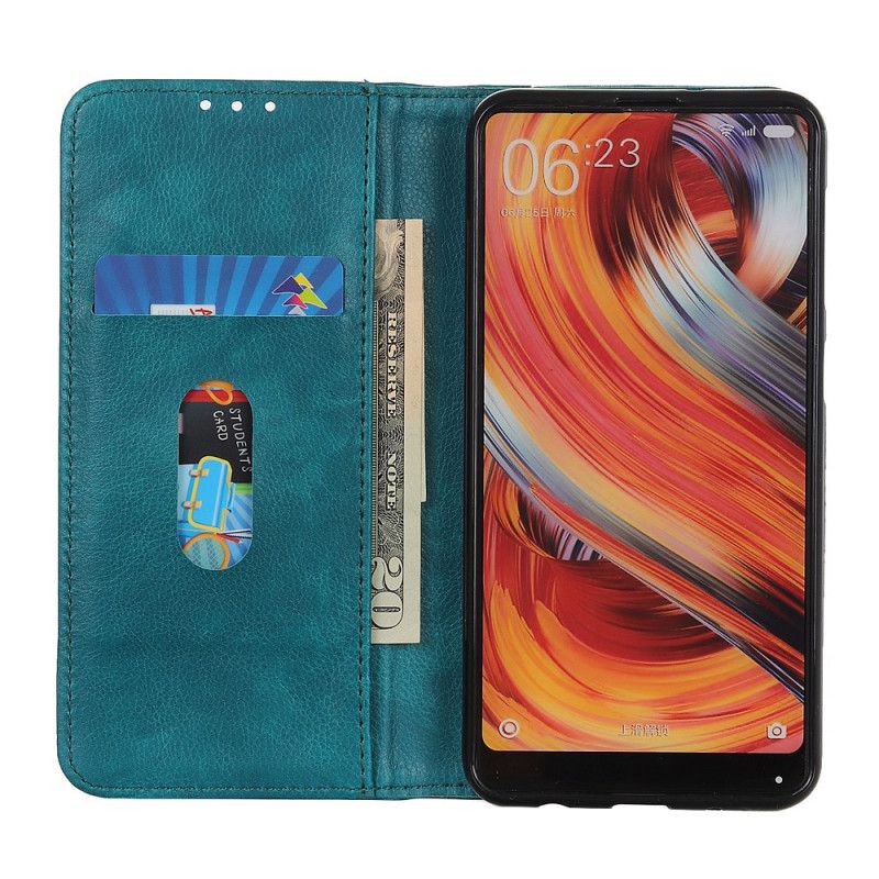 Flip Kotelot Xiaomi Redmi Note 8 Pro Tummansininen Musta Split Litsi Nahkaa