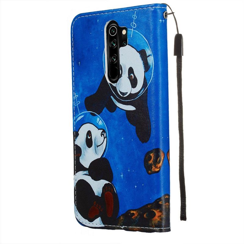 Nahkakotelo Xiaomi Redmi Note 8 Pro Puhelinkuoret Pandas-Kosmonautit Tangoilla