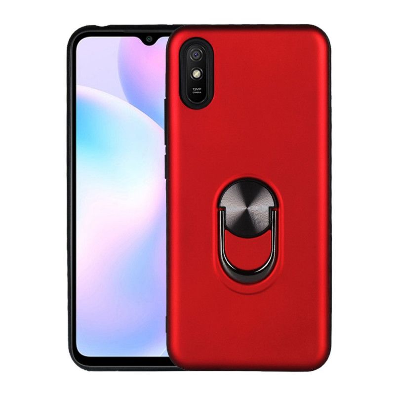 Case Kuoret Xiaomi Redmi 9A Punainen Musta Puhelinkuoret Irrotettava Tukirenkaalla