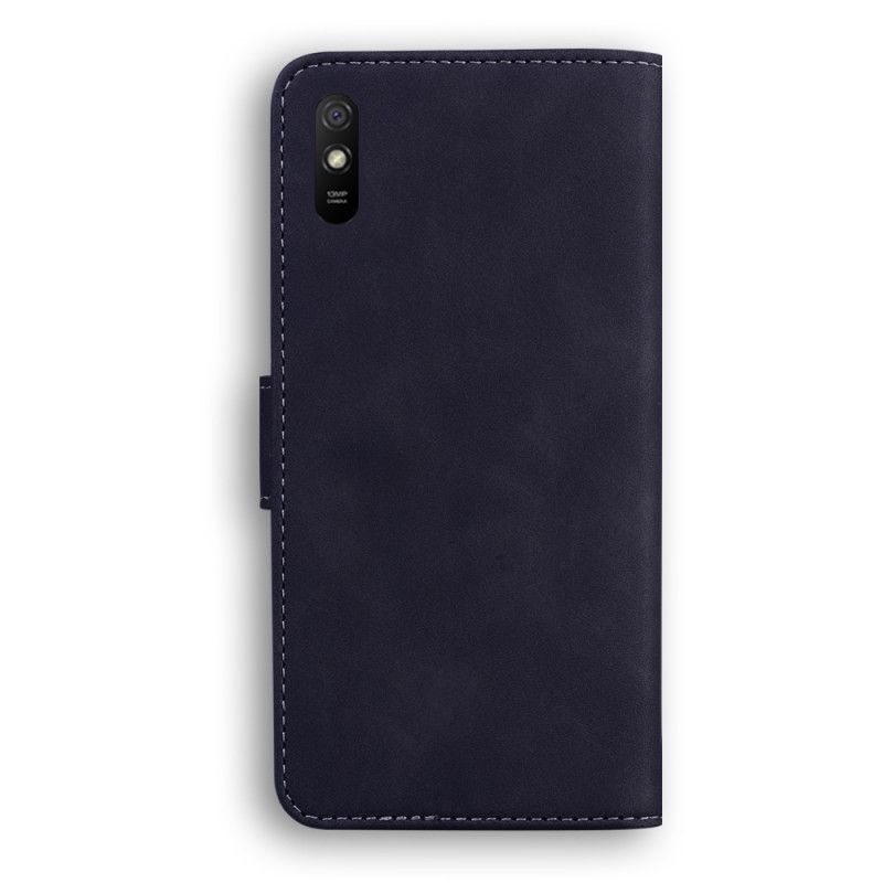 Flip Case Xiaomi Redmi 9A Punainen Musta Keinonahkaa Uusia Värejä