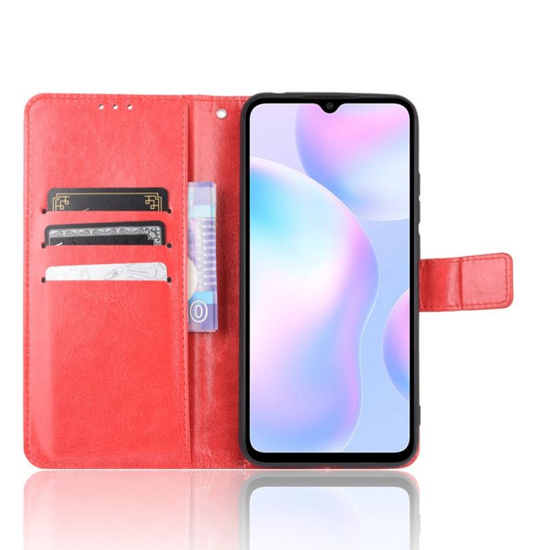 Kotelot Xiaomi Redmi 9A Punainen Musta Räikeä Tekonahka