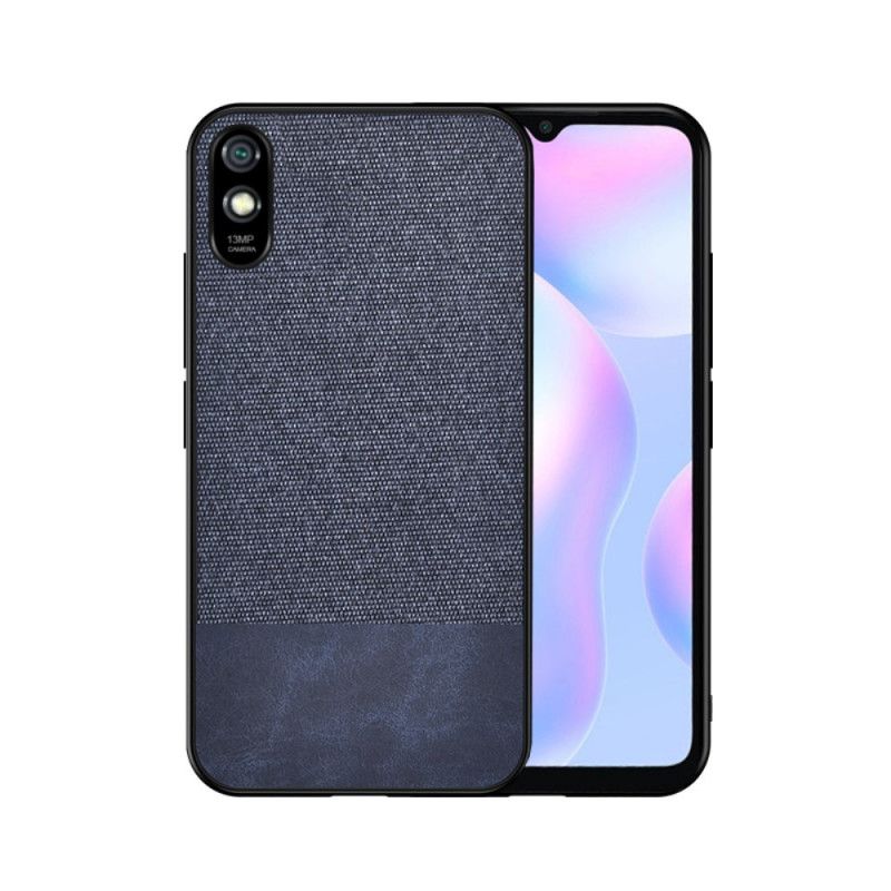 Kuori Xiaomi Redmi 9A Harmaa Musta Tekonahkainen Purutekstiili Suojakuori