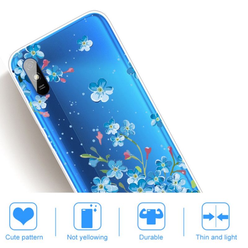 Kuori Xiaomi Redmi 9A Kimppu Sinisiä Kukkia