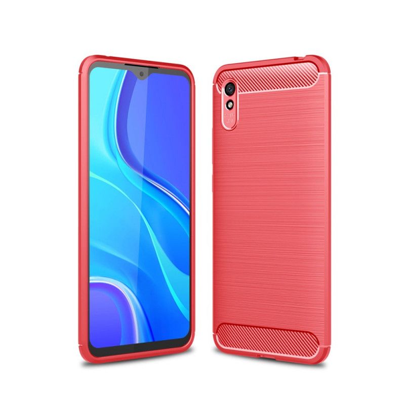 Kuori Xiaomi Redmi 9A Punainen Musta Harjattu Hiilikuitu