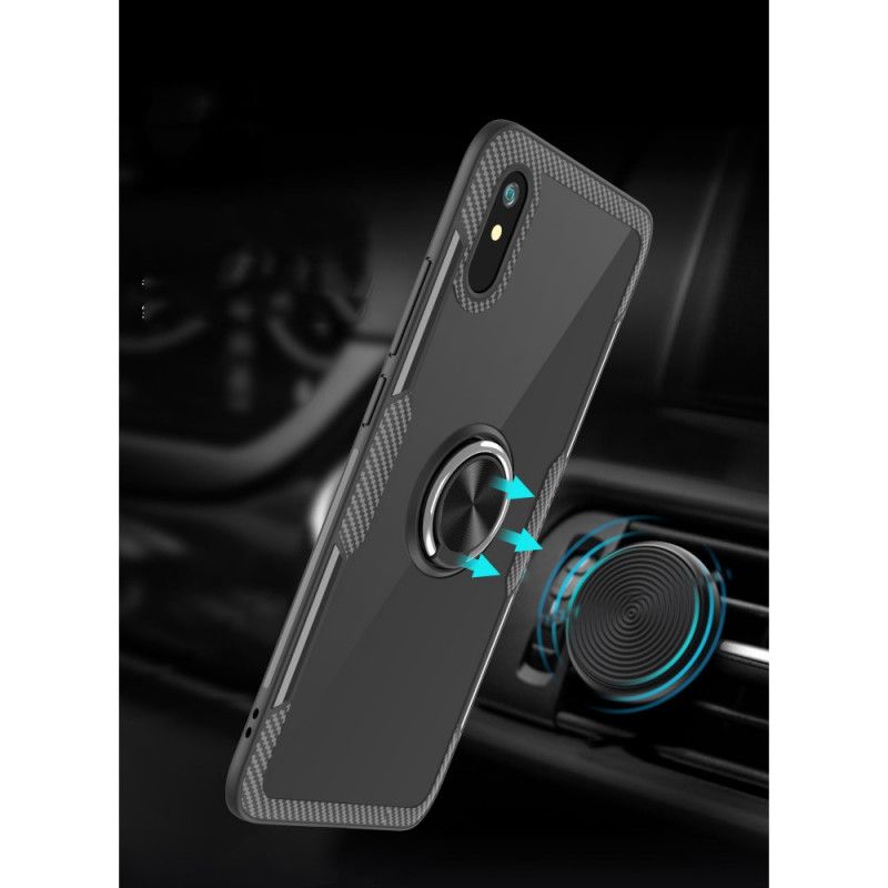 Kuori Xiaomi Redmi 9A Punainen Musta Hiilikuituinen Metallirengas Suojakuori