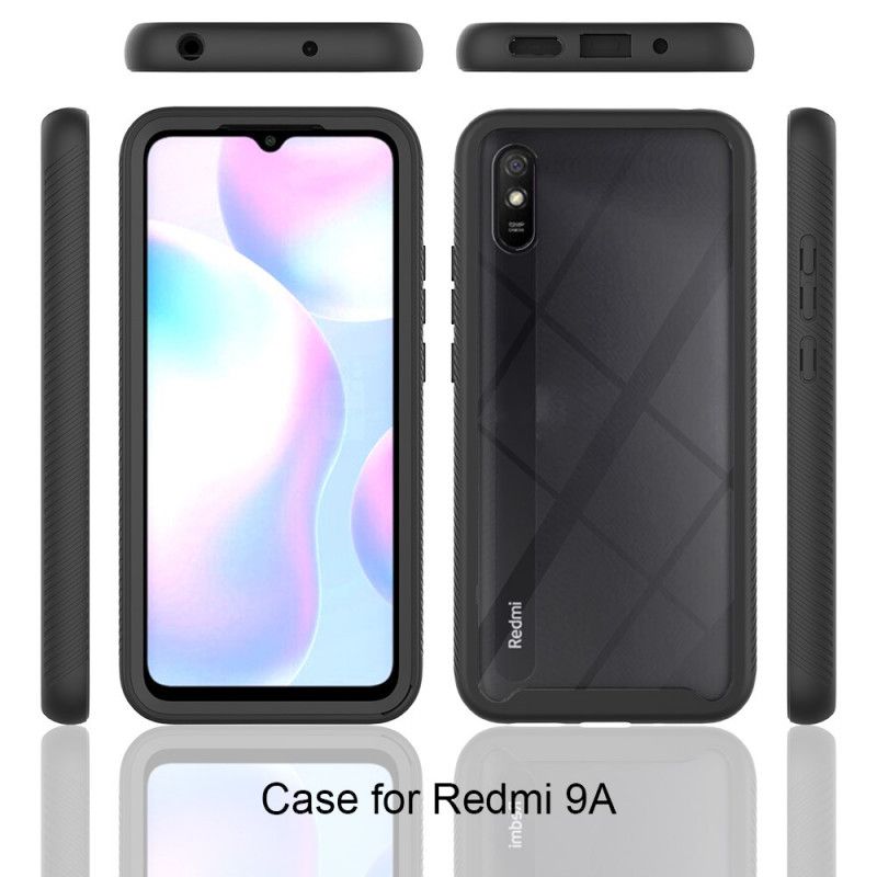 Kuori Xiaomi Redmi 9A Valkoinen Musta Hybridisilikonireunat Suojakuori