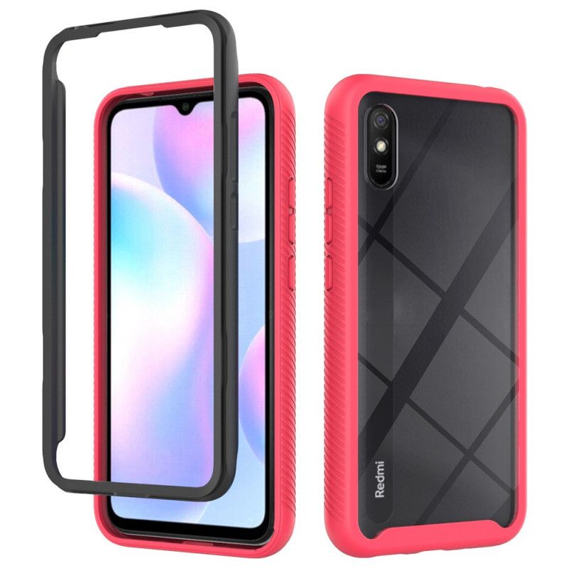 Kuori Xiaomi Redmi 9A Valkoinen Musta Hybridisilikonireunat Suojakuori