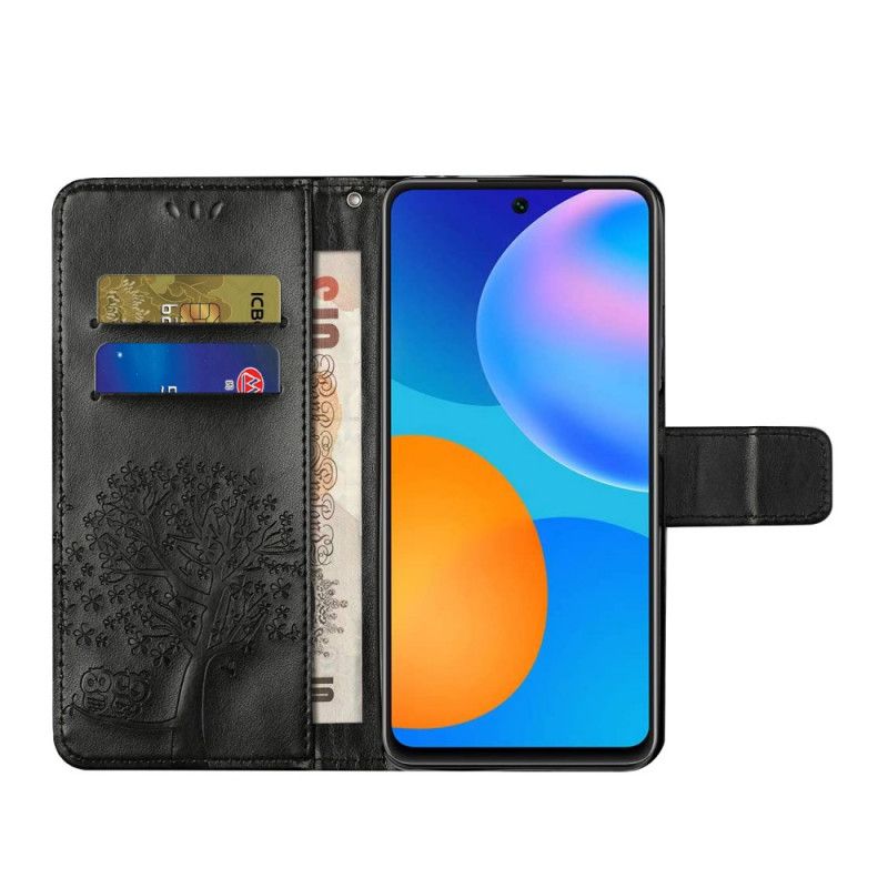 Kotelot Xiaomi Redmi Note 10 Pro Harmaa Musta Puu Ja Remmi Pöllöt