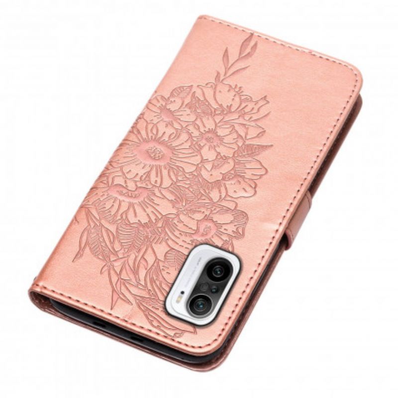 Flip Kotelot Xiaomi Mi 11i 5g / Poco F3 Butterfly Design Kaulanauhalla