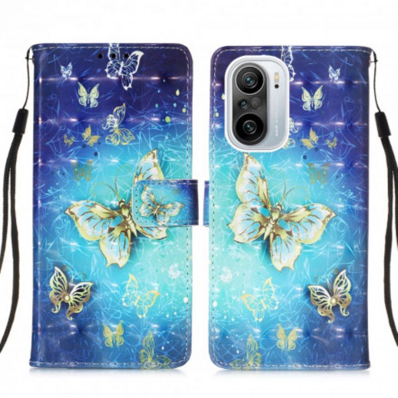 Flip Kotelot Xiaomi Mi 11i 5g / Poco F3 Golden Butterflies