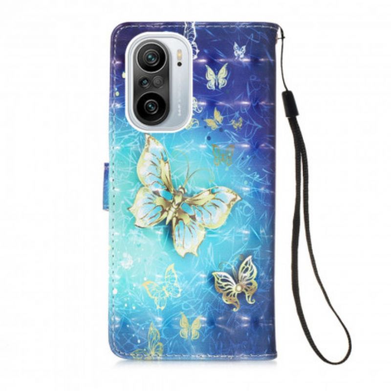 Flip Kotelot Xiaomi Mi 11i 5g / Poco F3 Golden Butterflies