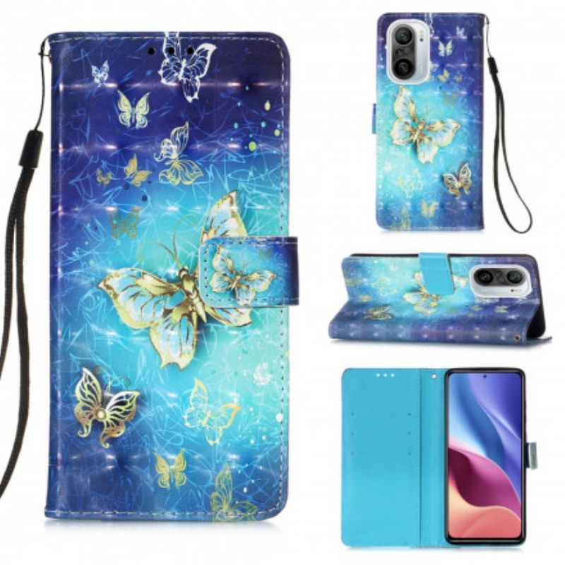 Flip Kotelot Xiaomi Mi 11i 5g / Poco F3 Golden Butterflies