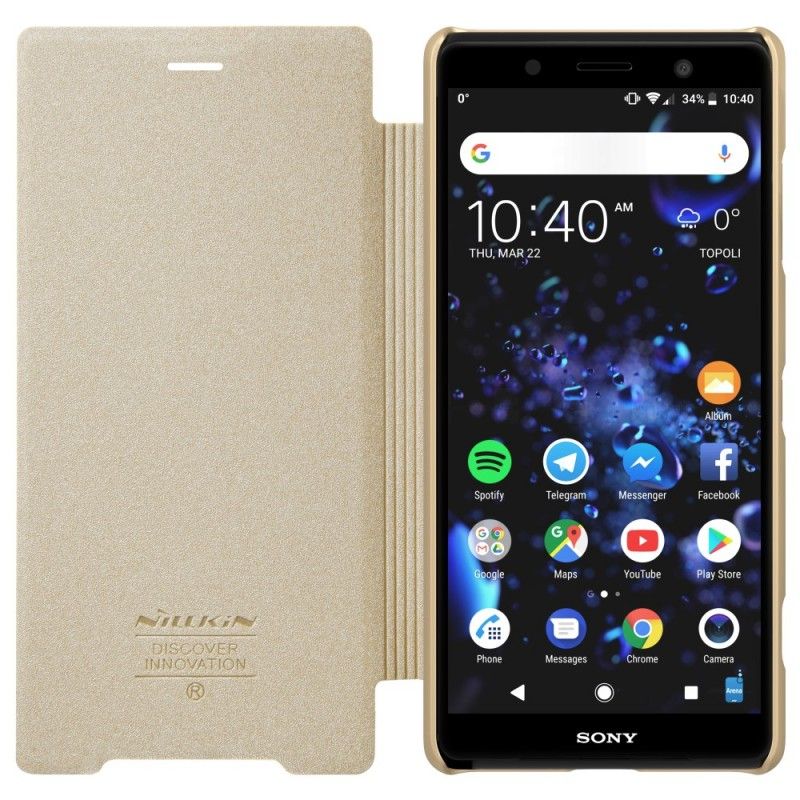 Flip Kotelot Sony Xperia XZ2 Compact Kultainen Nillkin