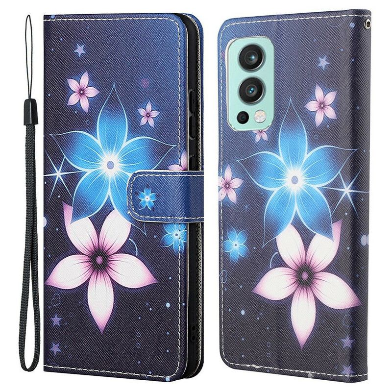 Flip Kotelot Oneplus Nord 2 5g Lunar Flowers Hihnalla