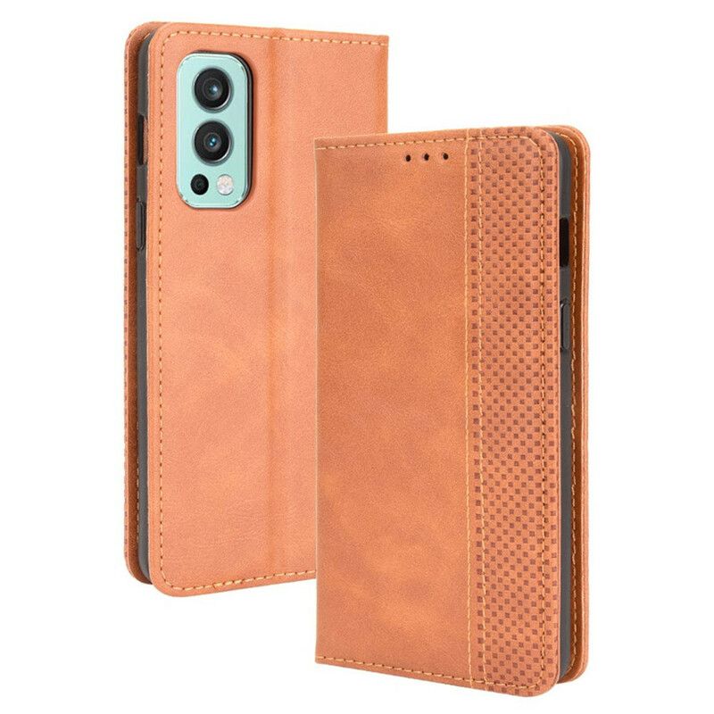 Flip Kotelot Oneplus Nord 2 5g Tyylitelty Vintage-nahkaefekti