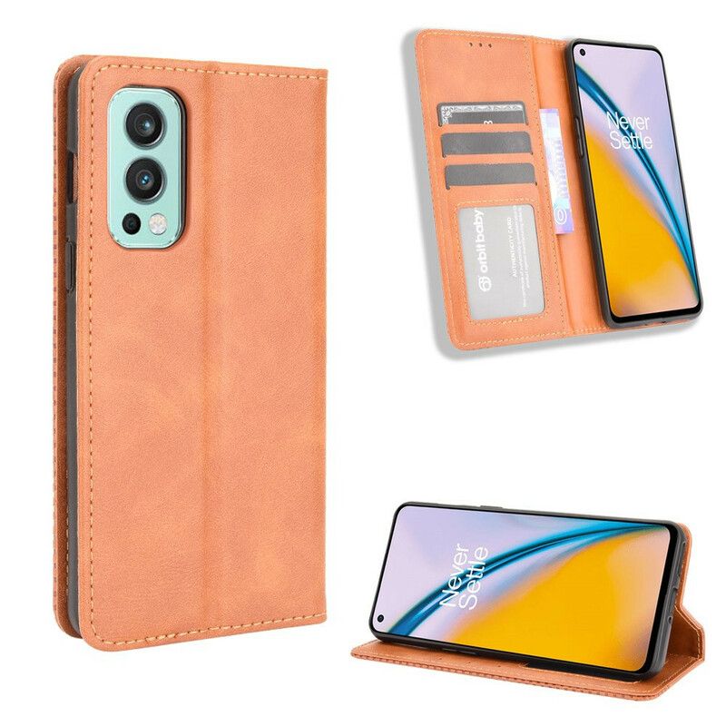 Flip Kotelot Oneplus Nord 2 5g Tyylitelty Vintage-nahkaefekti