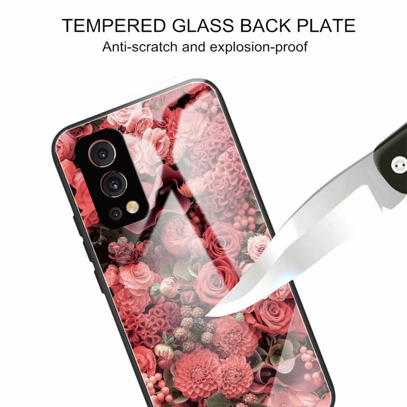 Kuori Case Oneplus Nord 2 5g Puhelinkuoret Karkaistua Lasia Vaaleanpunaisia Kukkia