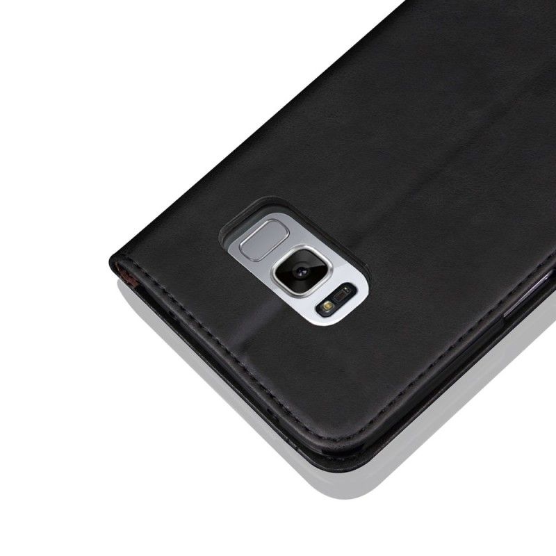 Flip Kotelot Samsung Galaxy S8 Punainen Musta Ommeltu Nahkaefekti