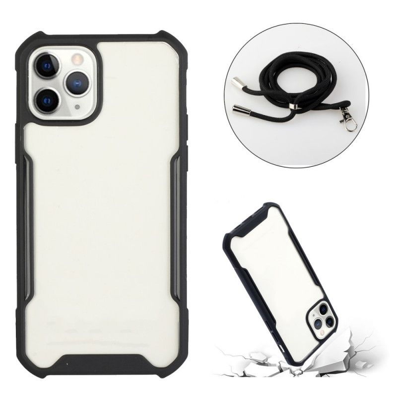 Case Kuoret iPhone 11 Pro Punainen Musta Puhelinkuoret Hybridi Värillisellä Johdolla