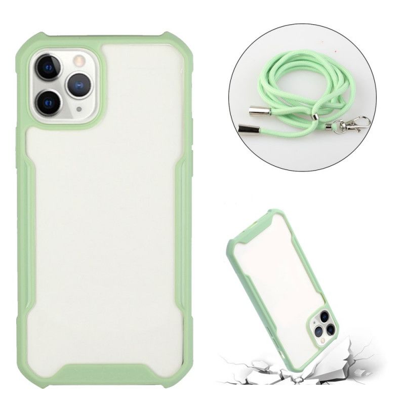 Case Kuoret iPhone 11 Pro Punainen Musta Puhelinkuoret Hybridi Värillisellä Johdolla