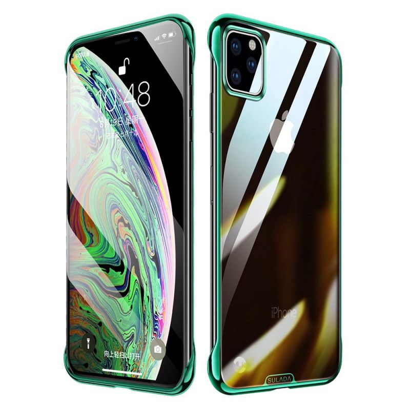 Case Kuoret iPhone 11 Pro Punainen Musta Puhelinkuoret Läpinäkyvä Sulada- Ja Metallivaikutus