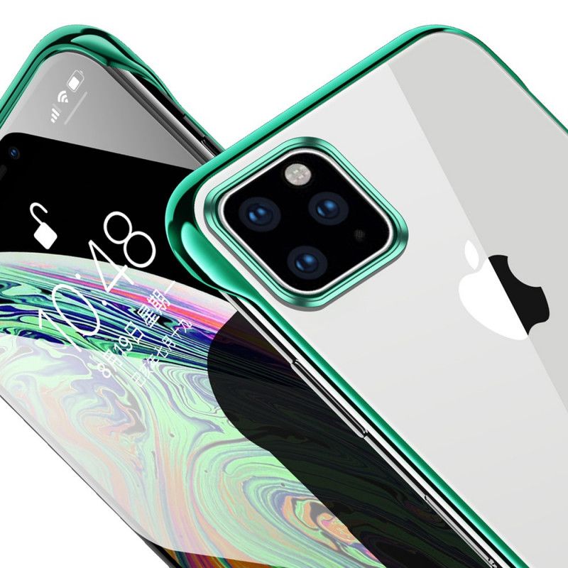 Case Kuoret iPhone 11 Pro Punainen Musta Puhelinkuoret Läpinäkyvä Sulada- Ja Metallivaikutus