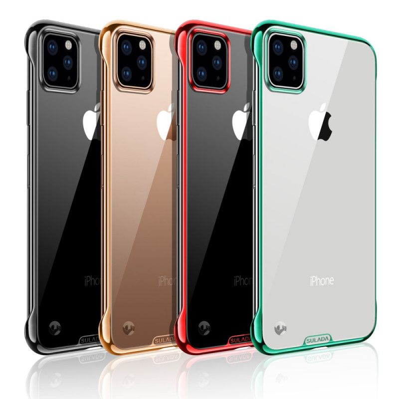 Case Kuoret iPhone 11 Pro Punainen Musta Puhelinkuoret Läpinäkyvä Sulada- Ja Metallivaikutus