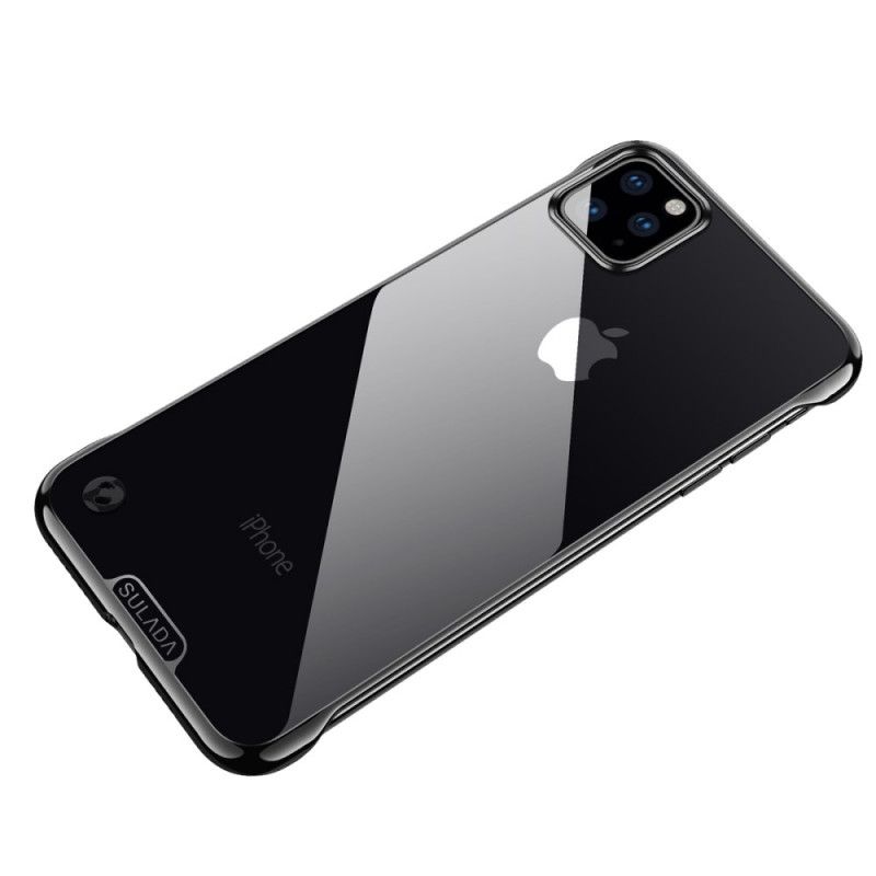 Case Kuoret iPhone 11 Pro Punainen Musta Puhelinkuoret Läpinäkyvä Sulada- Ja Metallivaikutus