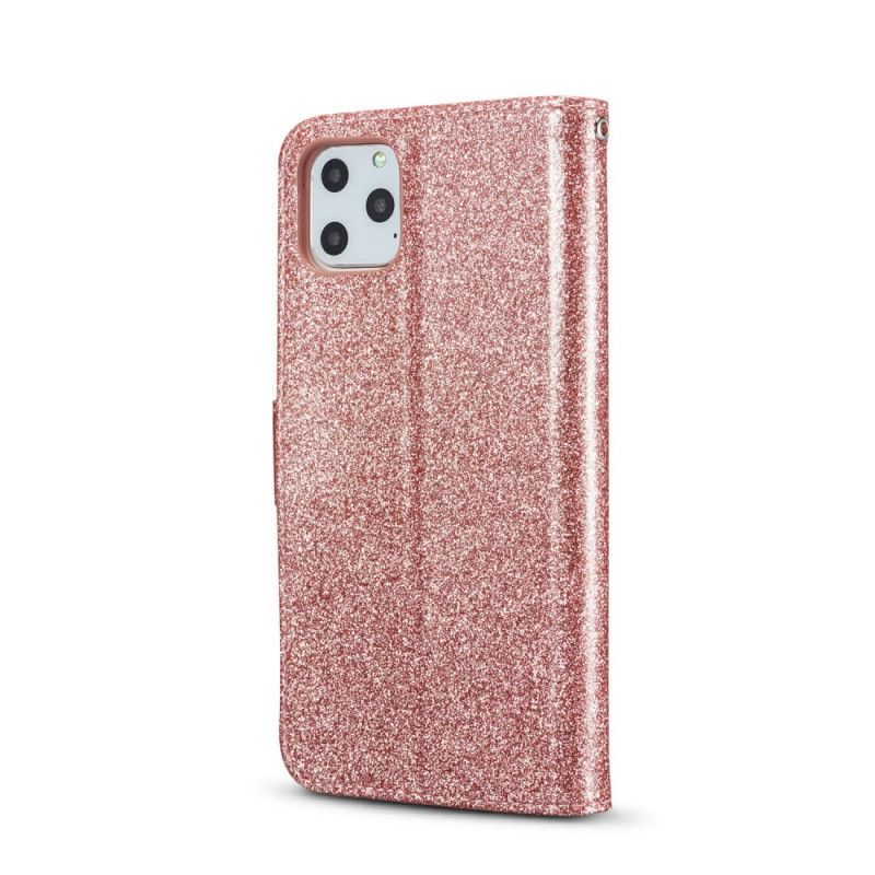 Flip Case iPhone 11 Pro Magenta Musta Sydämen Kimallus