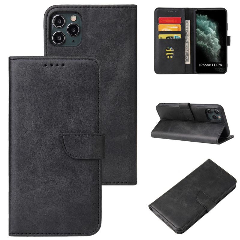 Flip Case iPhone 11 Pro Punainen Musta Vintage Nahkatyyli