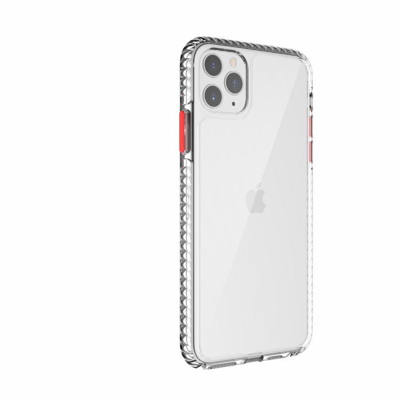 Kuori iPhone 11 Pro Harmaa Musta Läpinäkyvät Kuvioidut Reunat Suojakuori