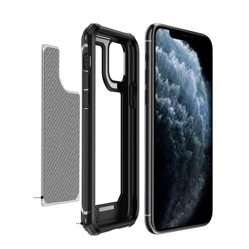 Kuori iPhone 11 Pro Punainen Musta Läpinäkyvä Hiilikuiturakenne Suojakuori