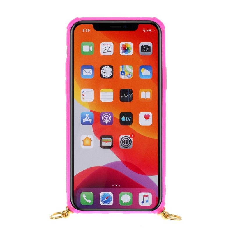 Kuori iPhone 11 Pro Vaaleanpunainen Magenta Johdolla Kortin Pidikkeellä