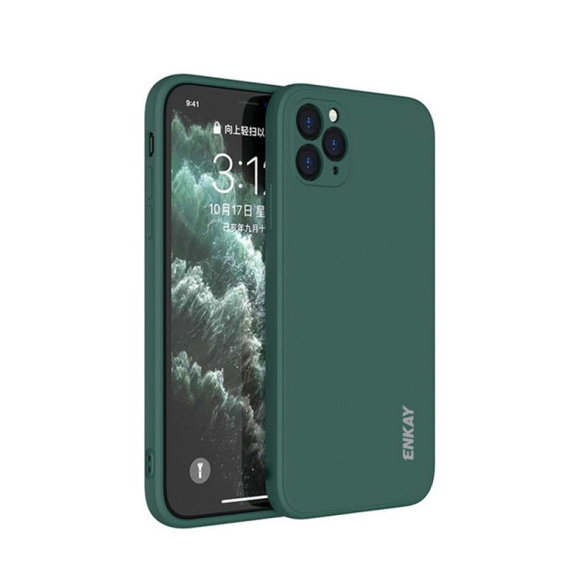 Kuori iPhone 11 Pro Valkoinen Musta Enkay Nestemäinen Silikoni Suojakuori