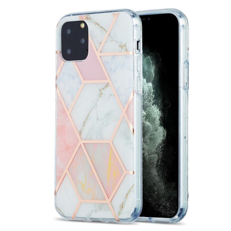 Kuori iPhone 11 Pro Vihreä Vaaleanpunainen Räikeä Geometrinen Marmori