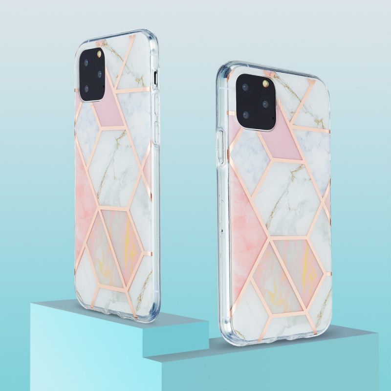 Kuori iPhone 11 Pro Vihreä Vaaleanpunainen Räikeä Geometrinen Marmori