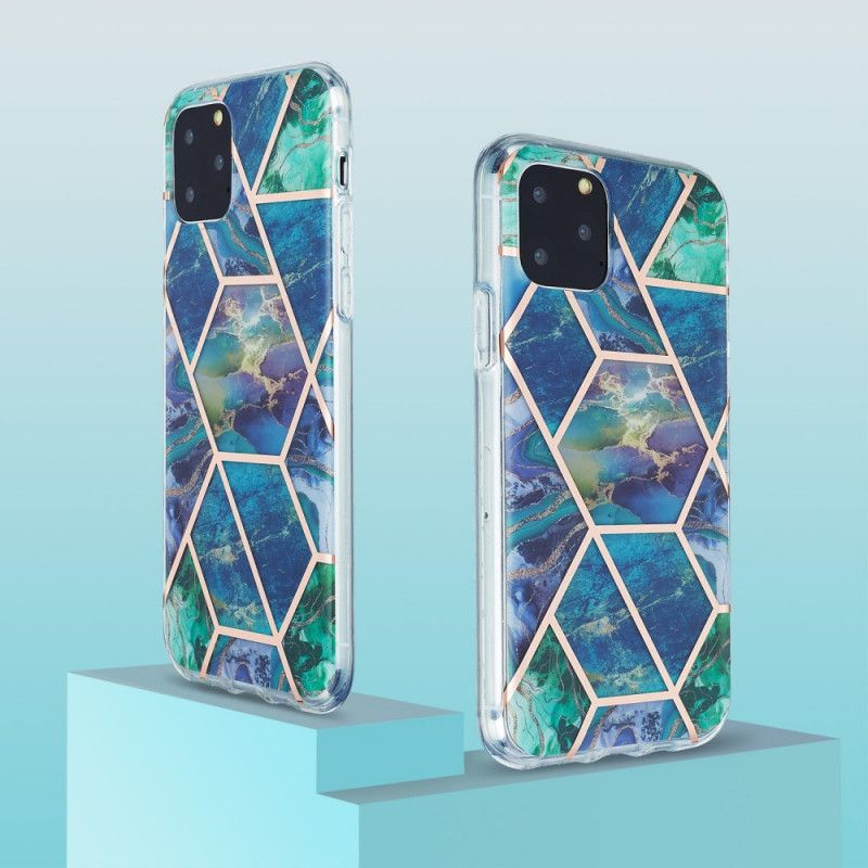 Kuori iPhone 11 Pro Vihreä Vaaleanpunainen Räikeä Geometrinen Marmori