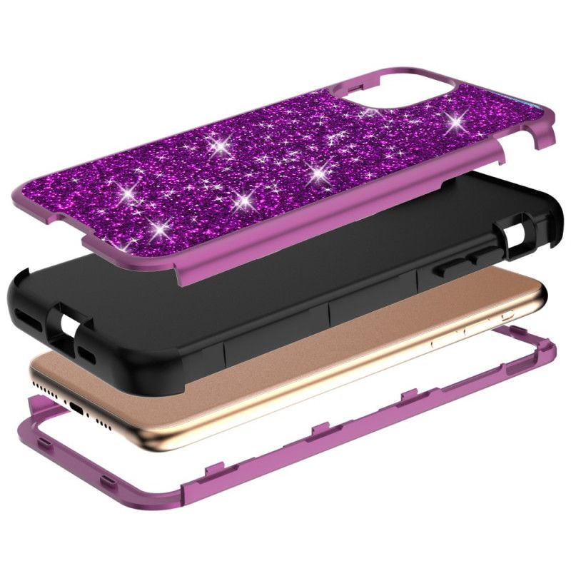 Kuori iPhone 11 Pro Violetti Musta Hybridi-Kimallus