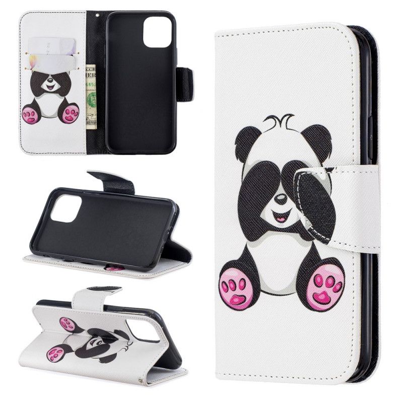 Nahkakotelo iPhone 11 Pro Puhelinkuoret Hauska Panda