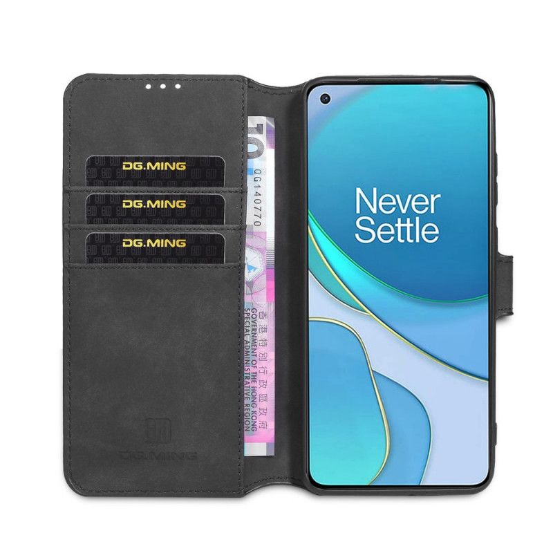 Flip Case OnePlus 8T Harmaa Musta Retro Dg. Vaimennus