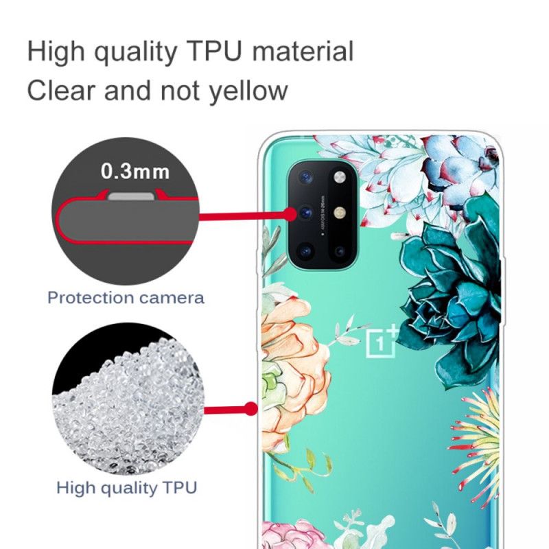 Kuori OnePlus 8T Läpinäkyvät Vesiväri Kukat