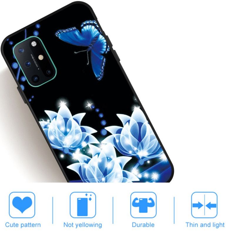 Kuori OnePlus 8T Perhonen Ja Siniset Kukat Suojakuori