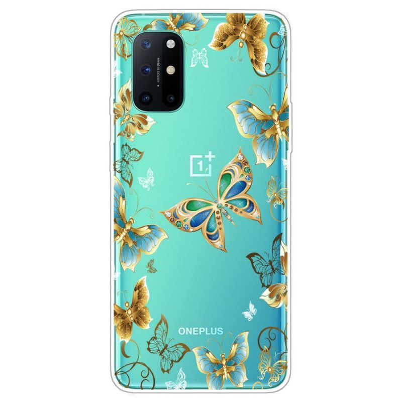 Kuori OnePlus 8T Tummansininen Kulta Perhosia