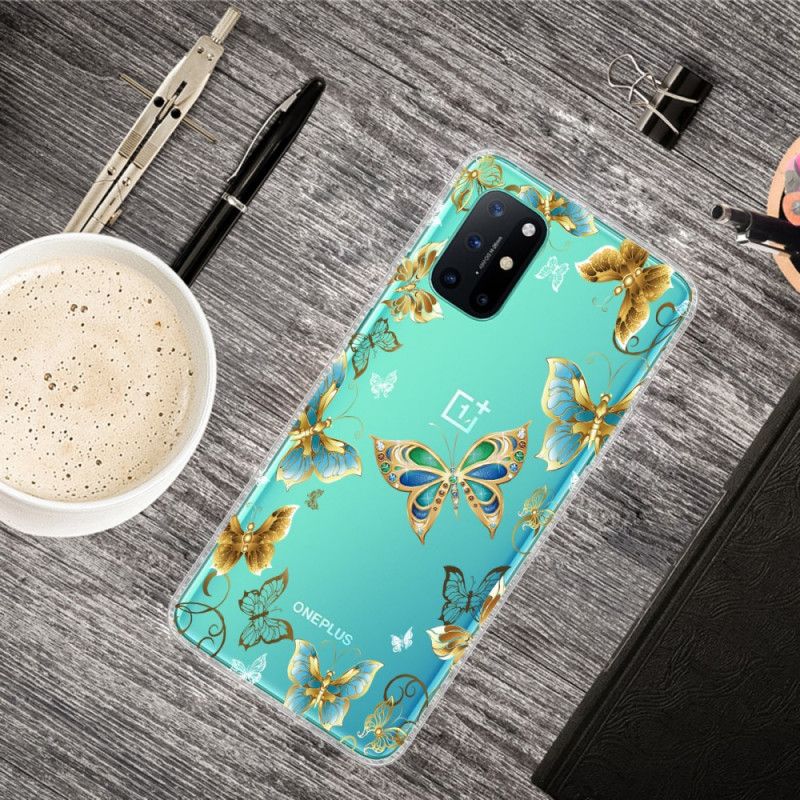 Kuori OnePlus 8T Tummansininen Kulta Perhosia