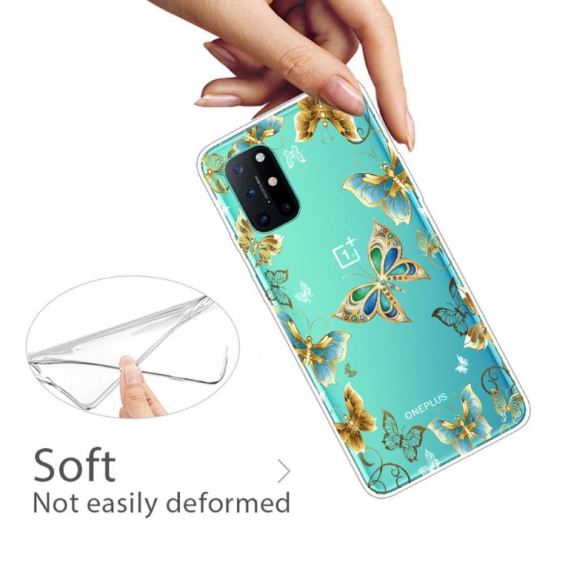 Kuori OnePlus 8T Tummansininen Kulta Perhosia